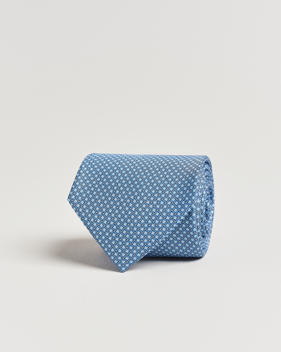 Men | Ties | Zegna | Printed Chain Silk Tie Light Blue