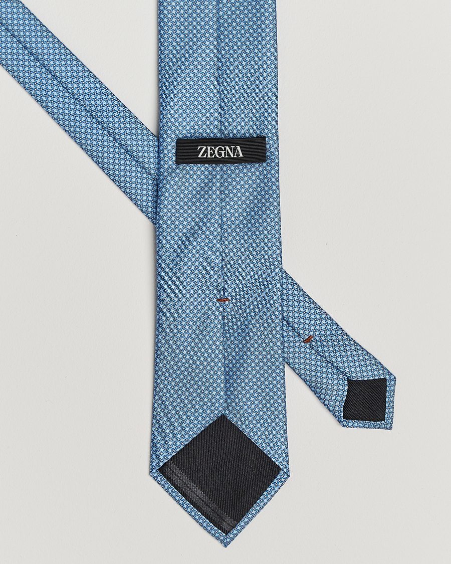 Men | Ties | Zegna | Printed Chain Silk Tie Light Blue