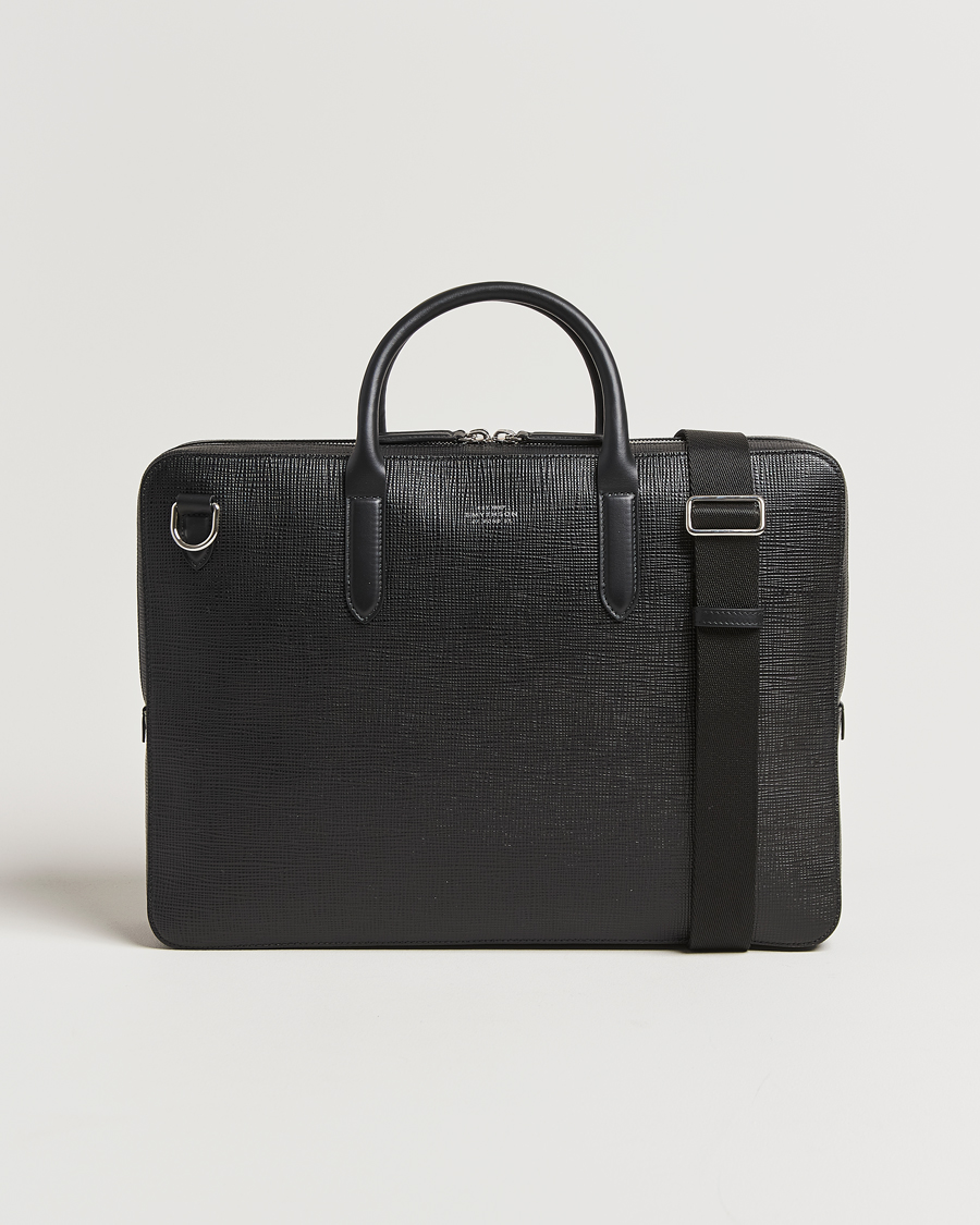 Men | Bags | Smythson | Panama Large Lightweight Briefcase Black