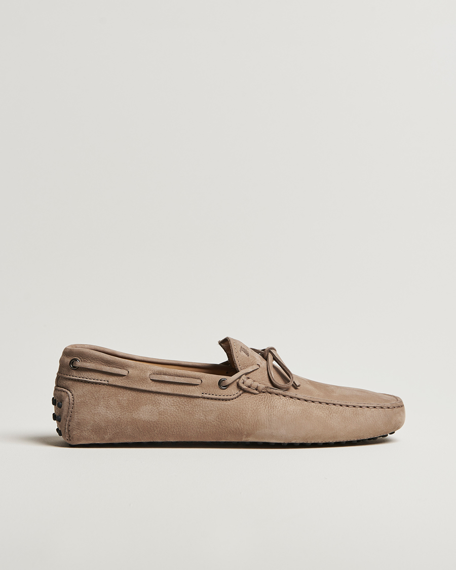 Men | Tod's Lacetto Gommino Carshoe Taupe Nubuck | Tod's | Lacetto Gommino Carshoe Taupe Nubuck