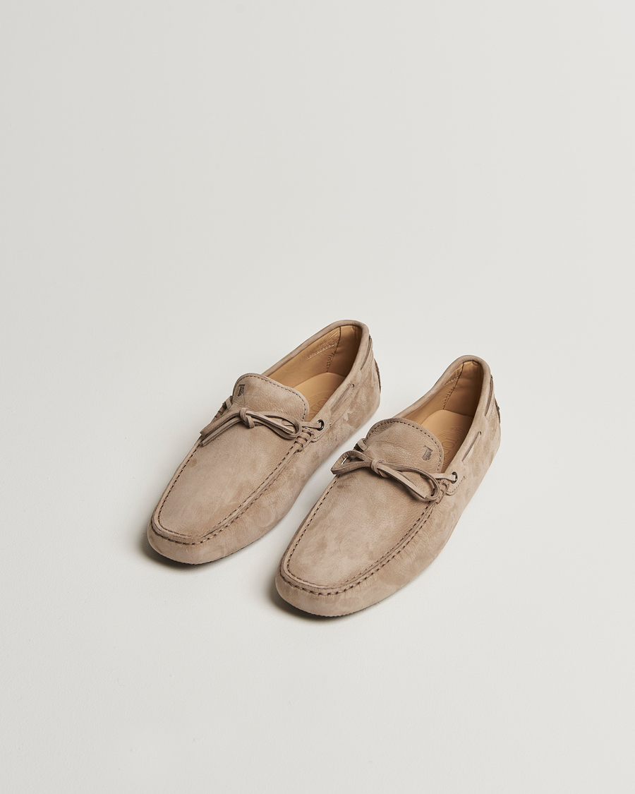 Men | Tod's Lacetto Gommino Carshoe Taupe Nubuck | Tod's | Lacetto Gommino Carshoe Taupe Nubuck