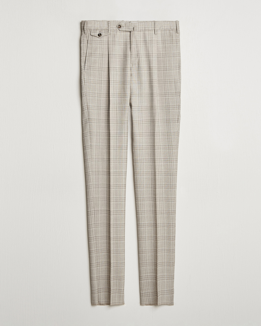 Men | Trousers | PT01 | Gentleman Fit Check Wool Trousers Beige
