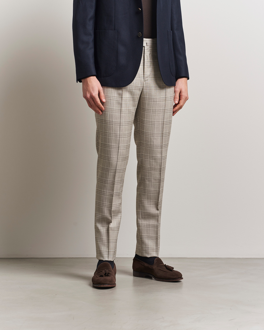 Men | Trousers | PT01 | Gentleman Fit Check Wool Trousers Beige