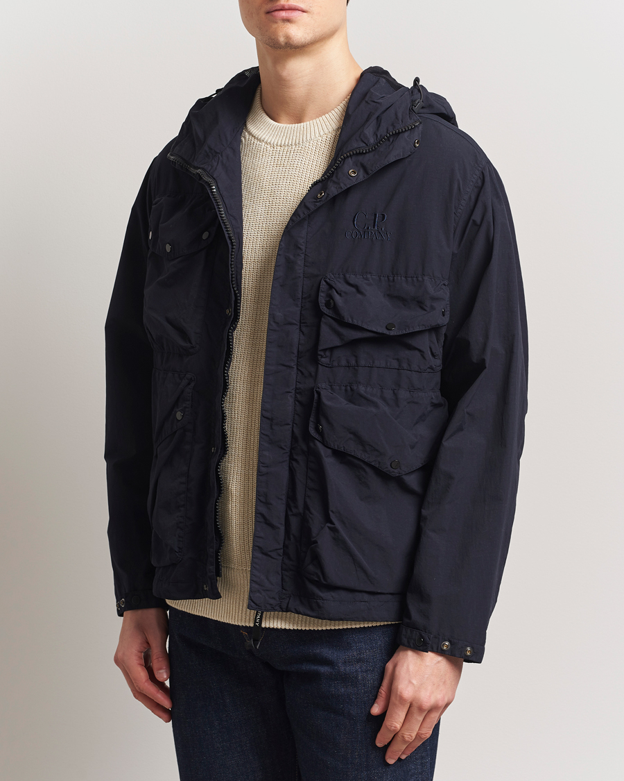 C.P. Company Flatt Nylon Hooded Jacket Navy at CareOfCarl.com
