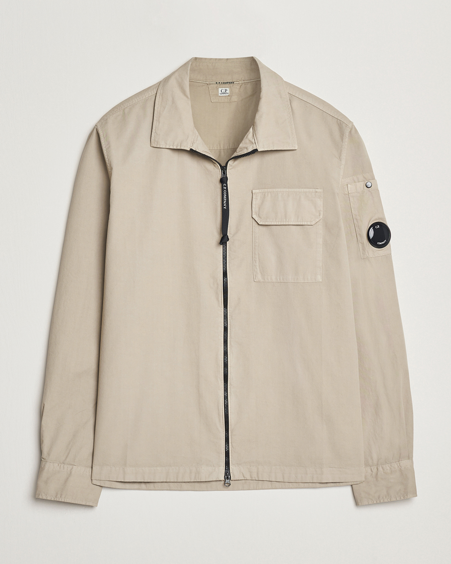 Men | Shirts | C.P. Company | Garment Dyed Gabardine Zip Shirt Jacket Beige