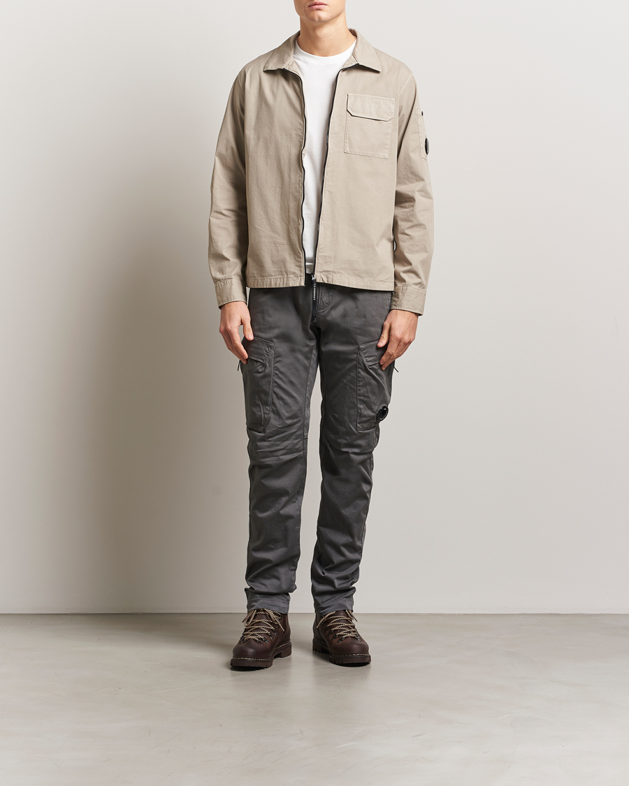 Men | Shirts | C.P. Company | Garment Dyed Gabardine Zip Shirt Jacket Beige