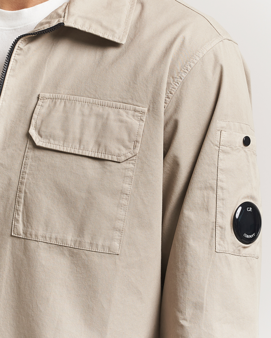 Men | Shirts | C.P. Company | Garment Dyed Gabardine Zip Shirt Jacket Beige