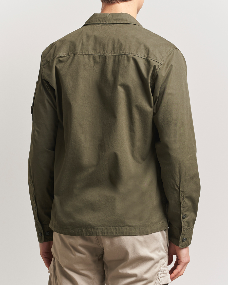 Men | Shirts | C.P. Company | Garment Dyed Gabardine Zip Shirt Jacket Olive
