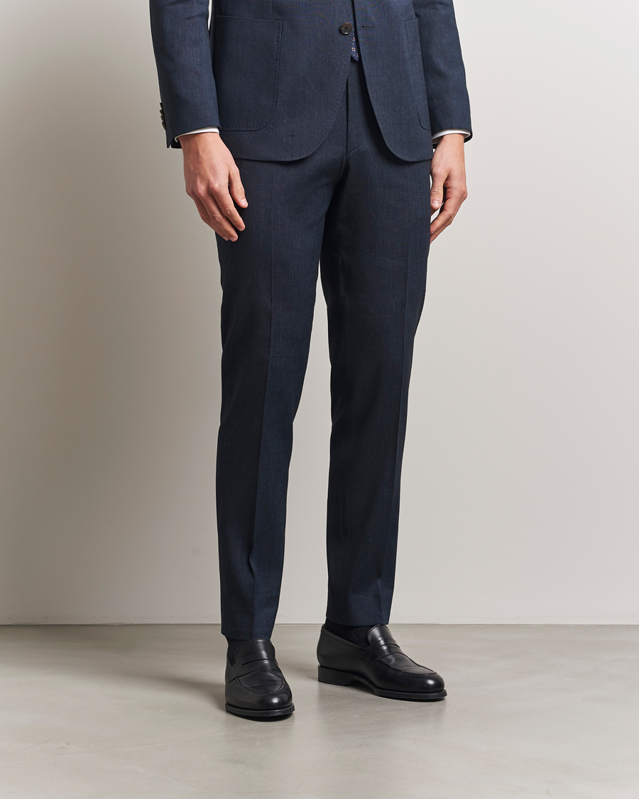 Men | Trousers | Morris | Heritage Linen Suit Trousers Navy