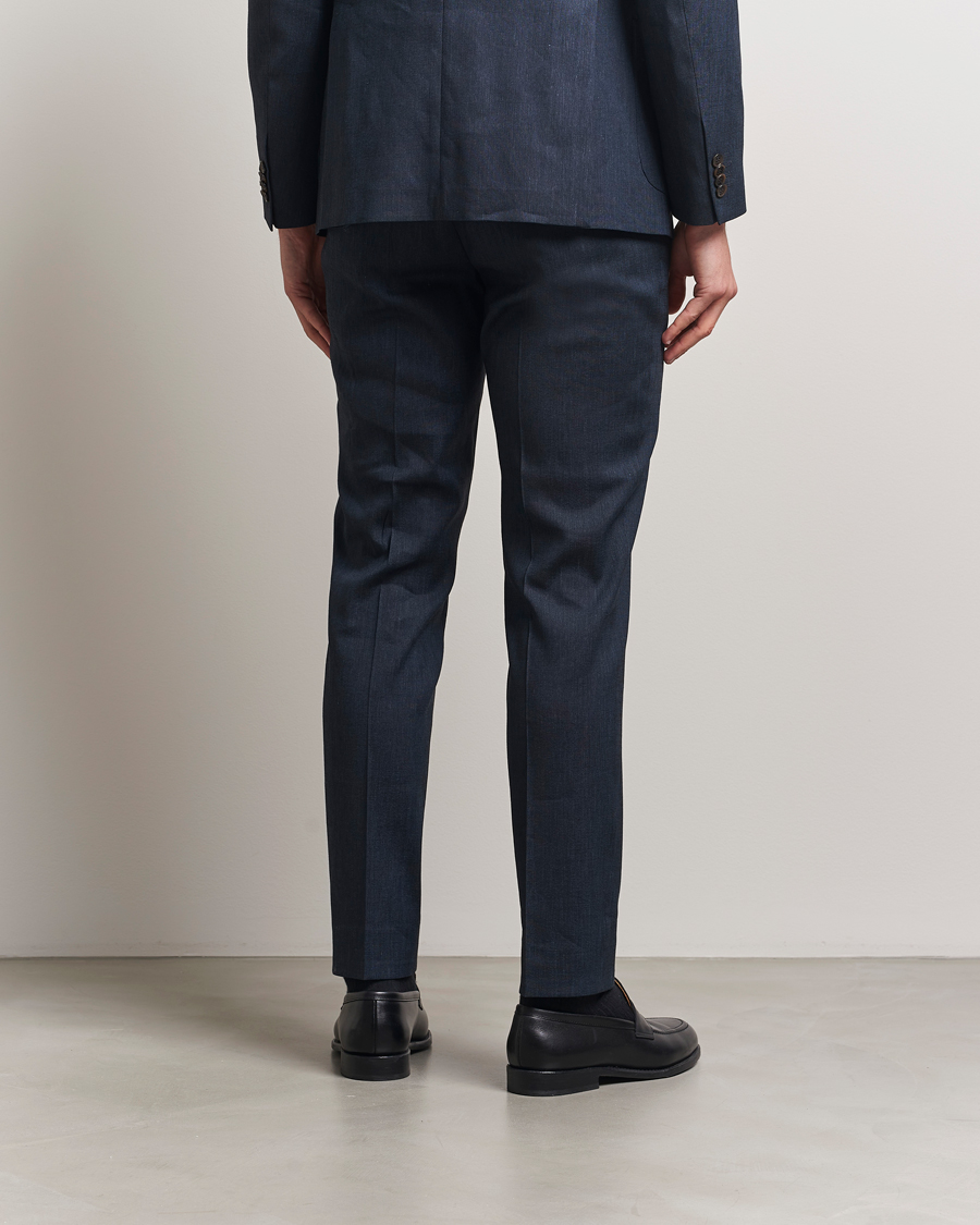 Men | Trousers | Morris | Heritage Linen Suit Trousers Navy
