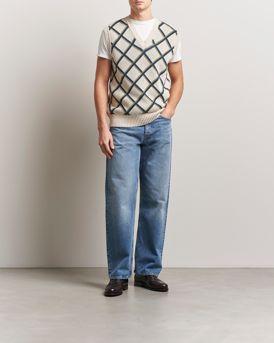 Men | Sweaters & Knitwear | Palmes | Argyle Knitted Vest Off White