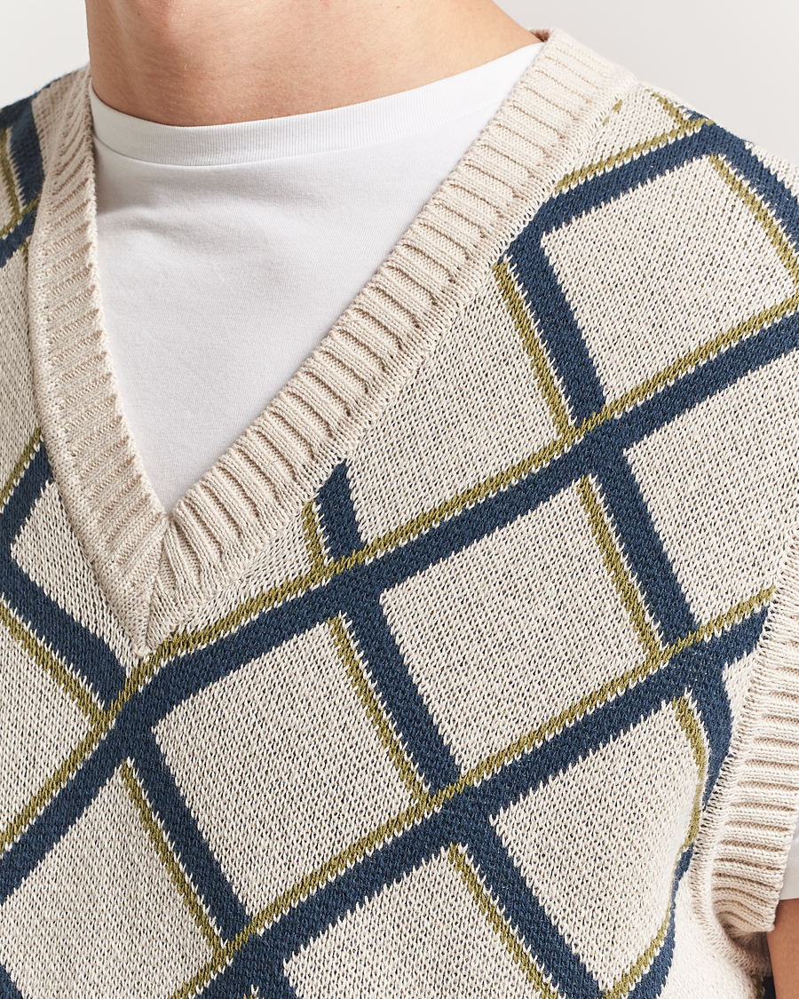 Men | Sweaters & Knitwear | Palmes | Argyle Knitted Vest Off White