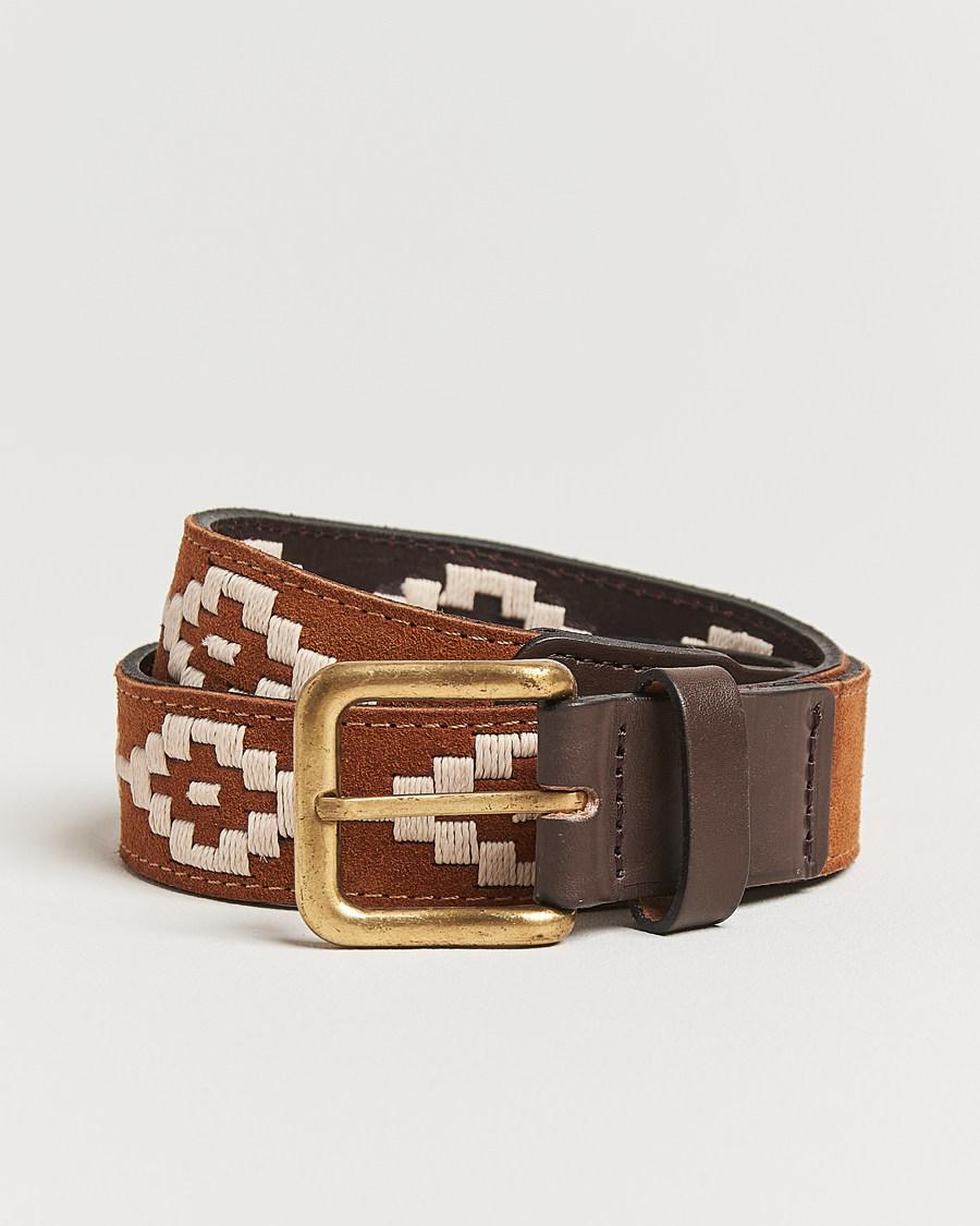 Men | Pampeano Confianza Hand Stitched Suede Belt 3,5cm Tan | Pampeano | Confianza Hand Stitched Suede Belt 3,5cm Tan