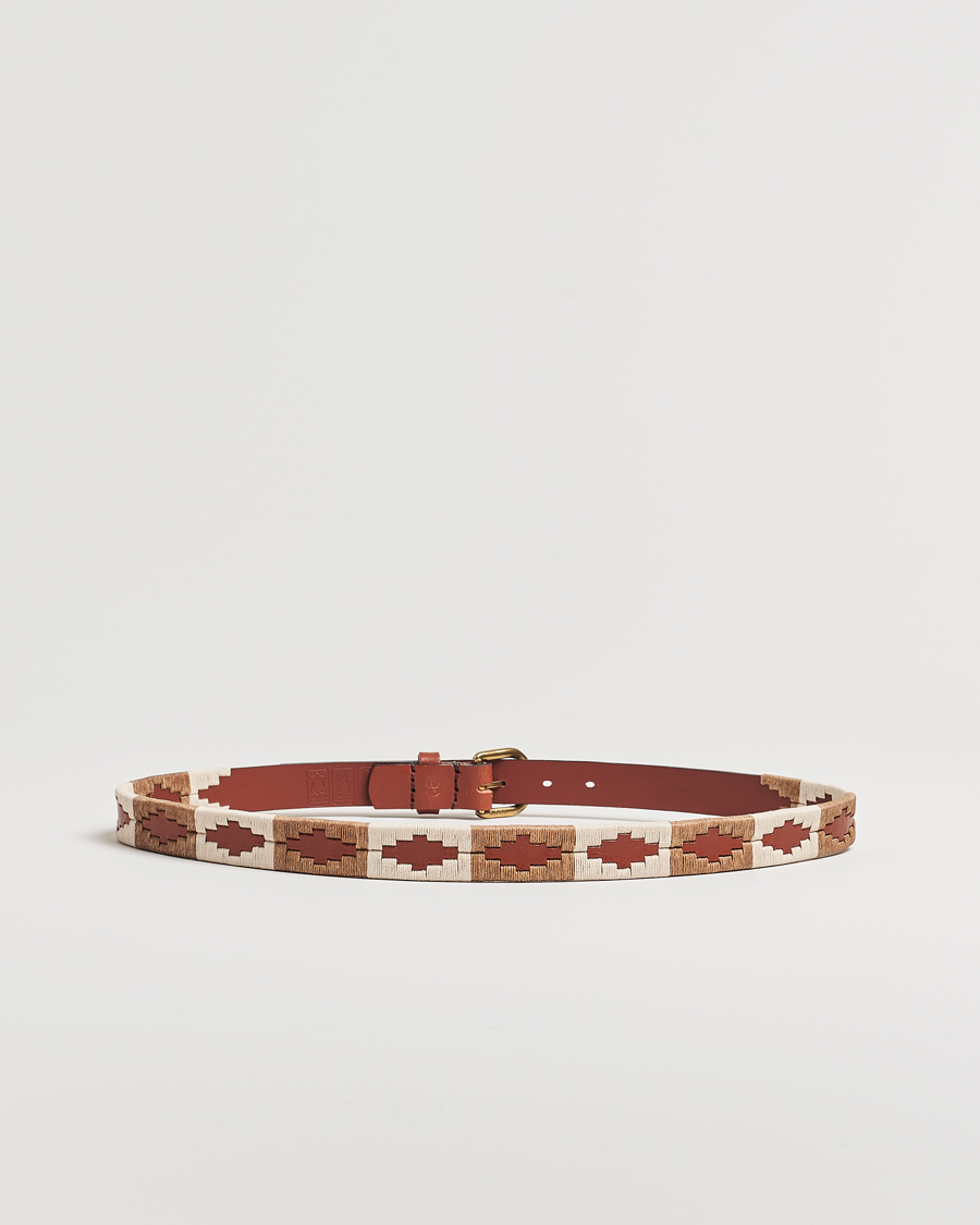 Men | Belts | Pampeano | Skinny Hand Stitched Leather Belt 2,5cm Brown