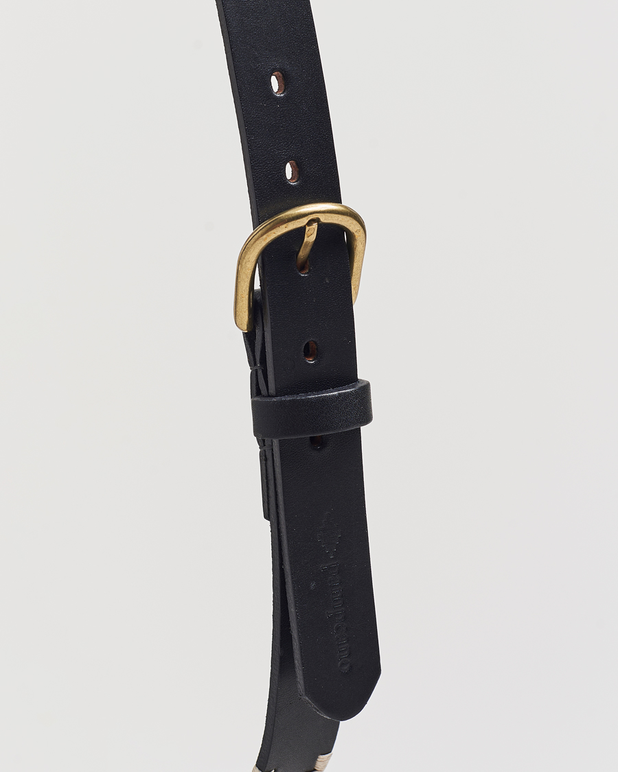 Men | Belts | Pampeano | Skinny Hand Stitched Leather Belt 2,5cm Black