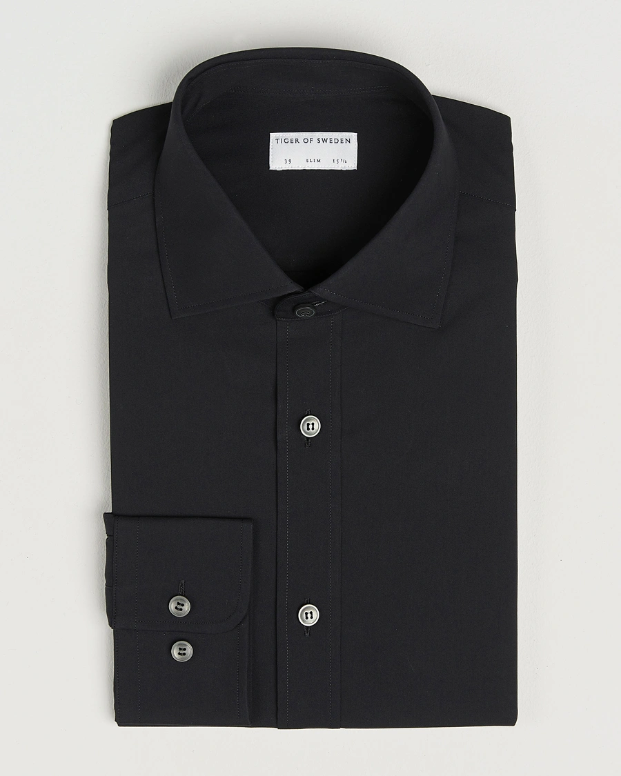 Men | Shirts | Tiger of Sweden | Adley Slim Fit Cut Away Shirt Black