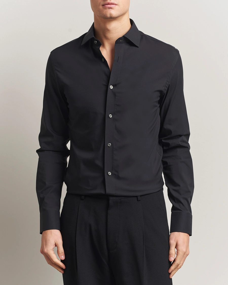 Men | Shirts | Tiger of Sweden | Adley Slim Fit Cut Away Shirt Black