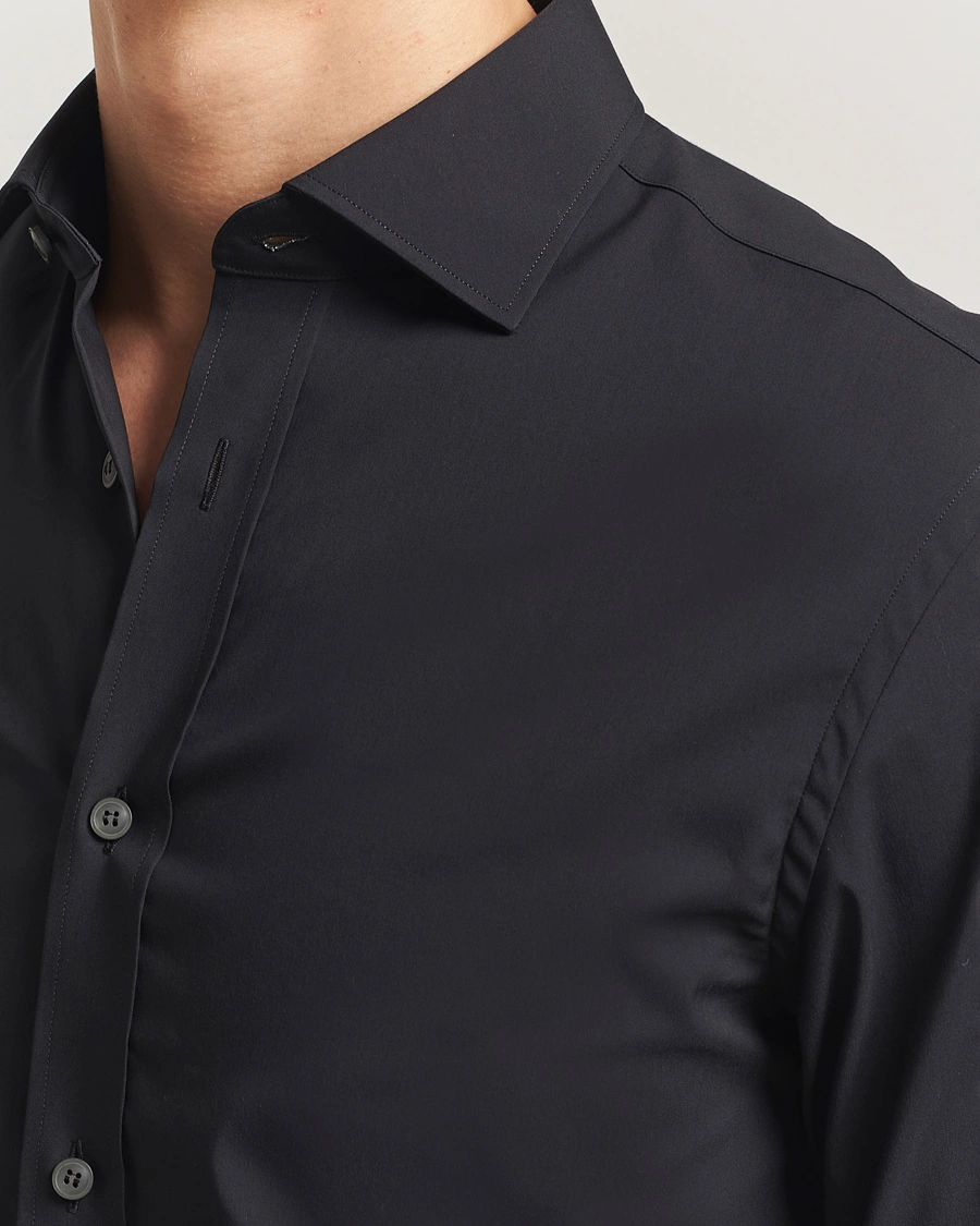 Men | Shirts | Tiger of Sweden | Adley Slim Fit Cut Away Shirt Black
