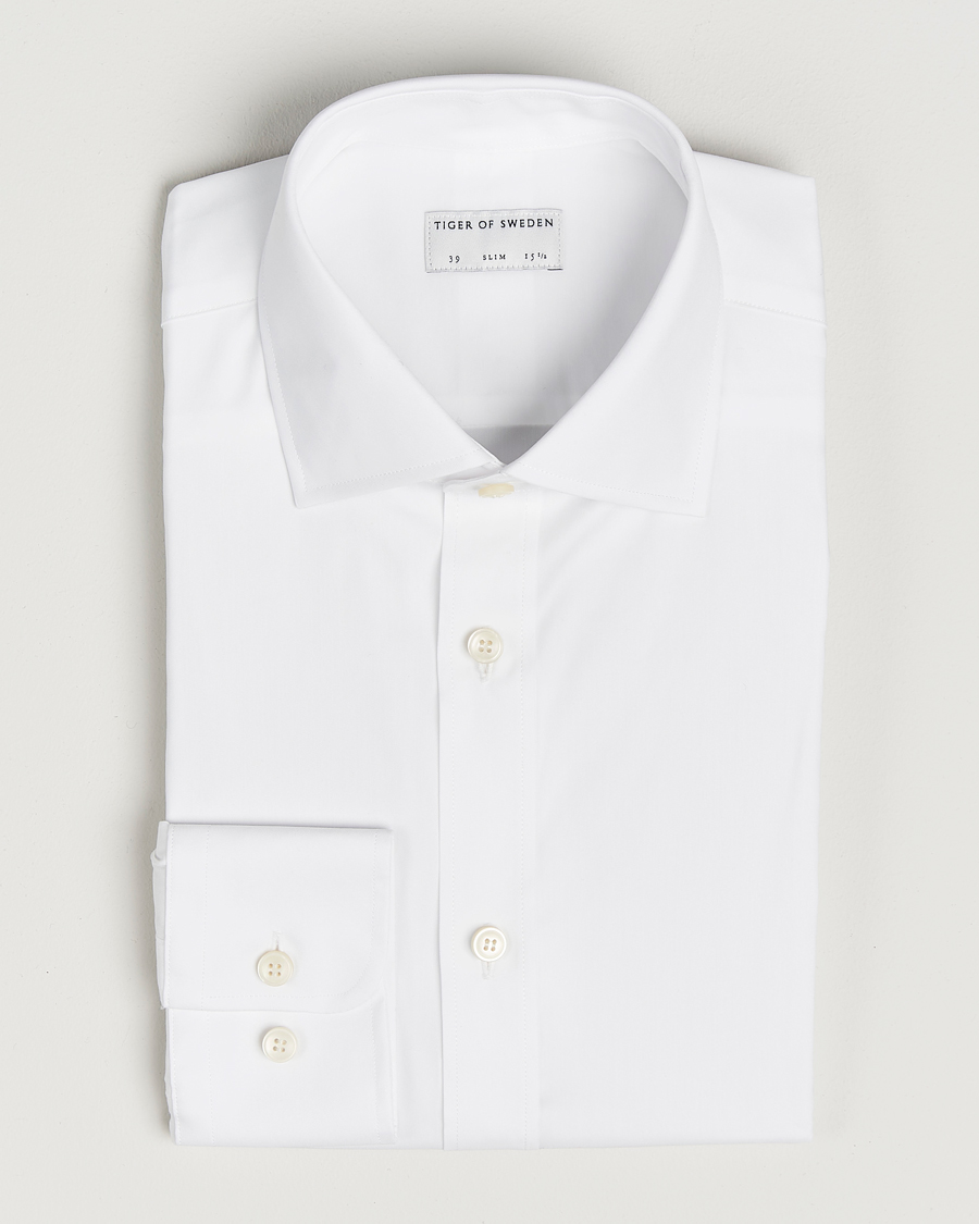 Men | Shirts | Tiger of Sweden | Adley Slim Fit Cut Away Shirt White