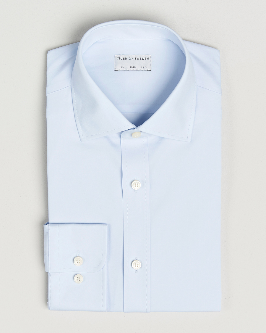 Men | Shirts | Tiger of Sweden | Adley Slim Fit Cut Away Shirt Light Blue