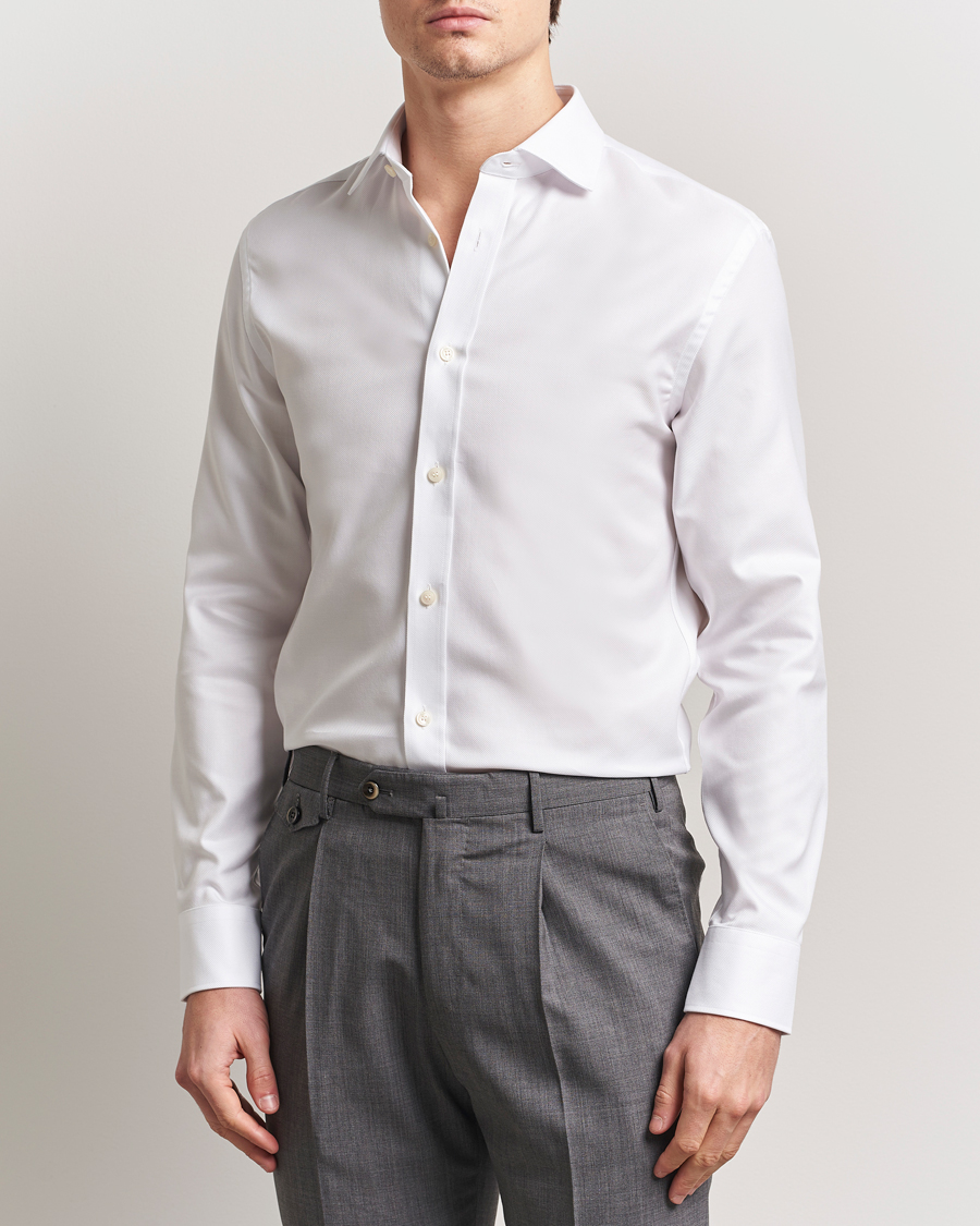 Men | Shirts | Tiger of Sweden | Adley Structured Slim Fit Cut Away Shirt White