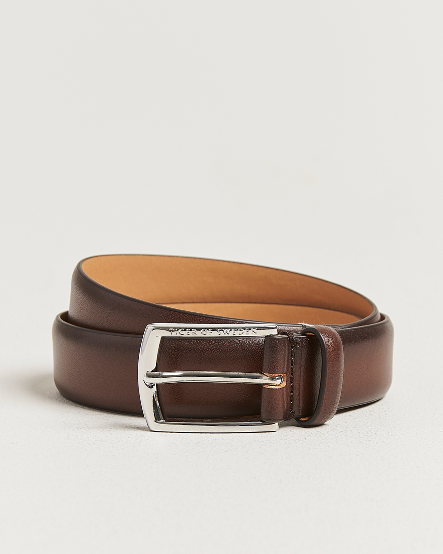 Men | Belts | Tiger of Sweden | Asenby Leather 3 cm Belt Dark Brown