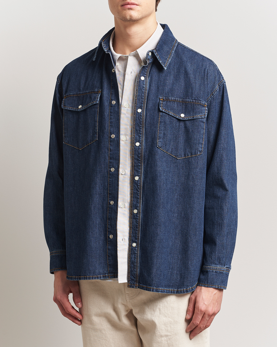 Men | Shirts | Jeanerica | Arno Denim Shirt Dark Blue Vintage