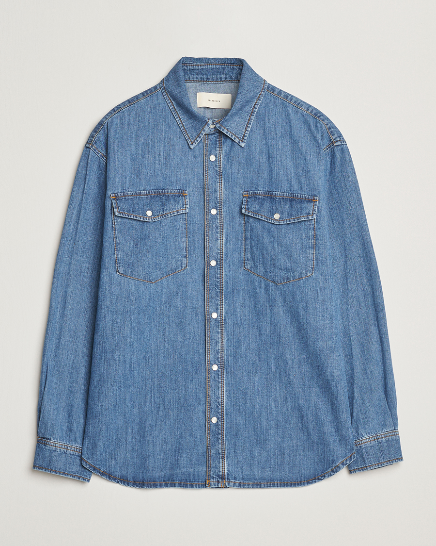 Men | Shirts | Jeanerica | Arno Denim Shirt Light Blue Vintage