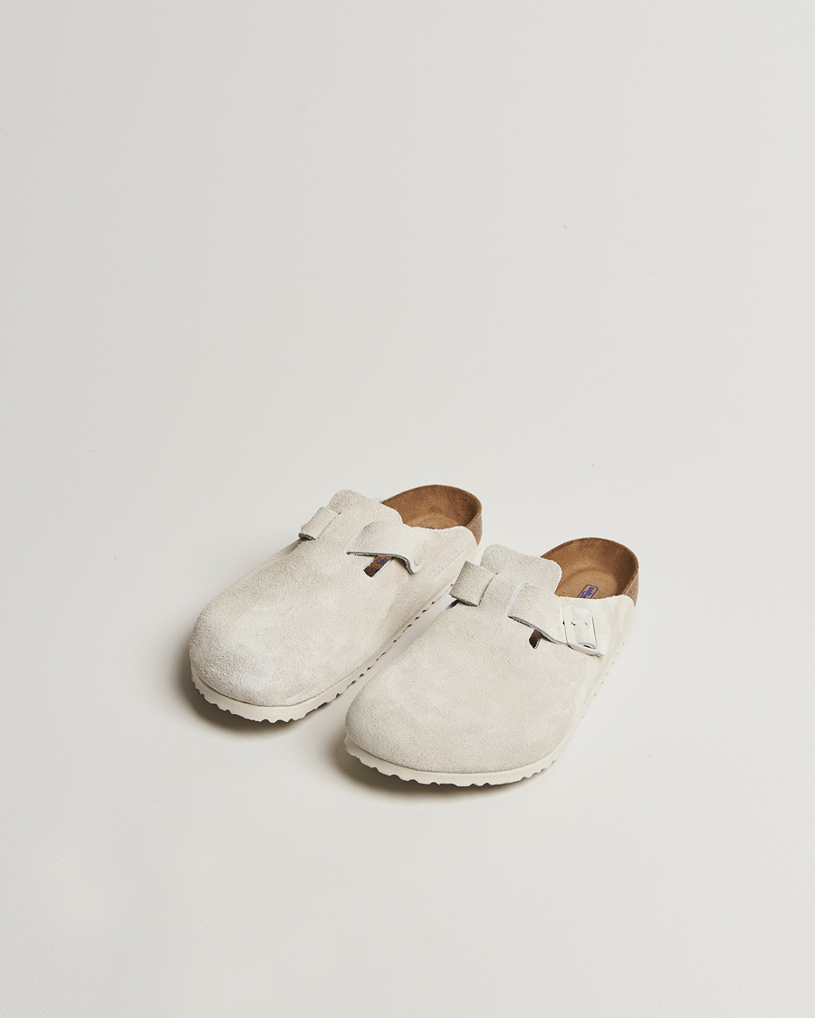 Men | BIRKENSTOCK Boston Soft Footbed Antique White Suede | BIRKENSTOCK | Boston Soft Footbed Antique White Suede