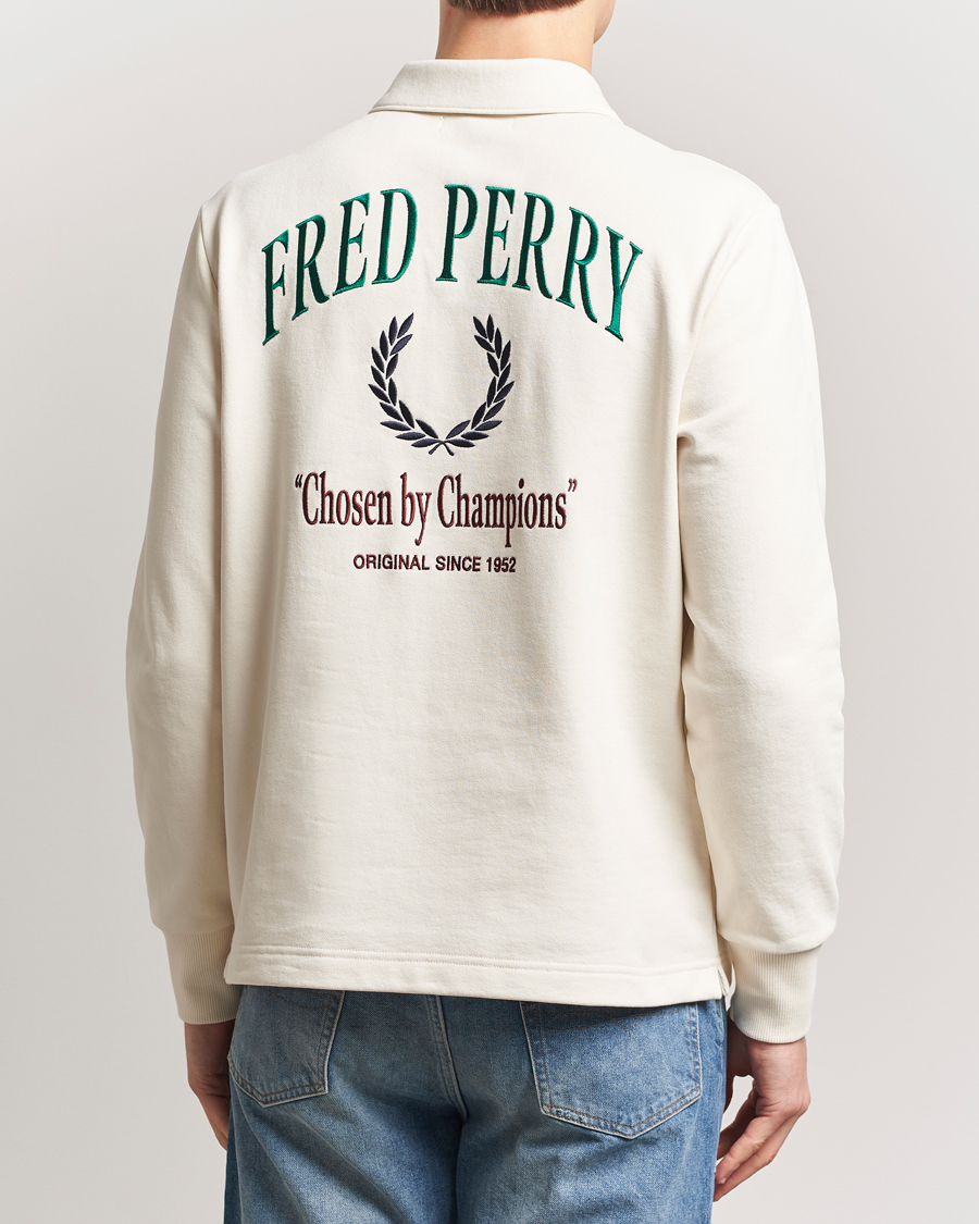 Fred Perry Embroidered Champion Rugby Sweater Ecru at Fred Perry Embroidered Champion Rugby Sweater Ecru at