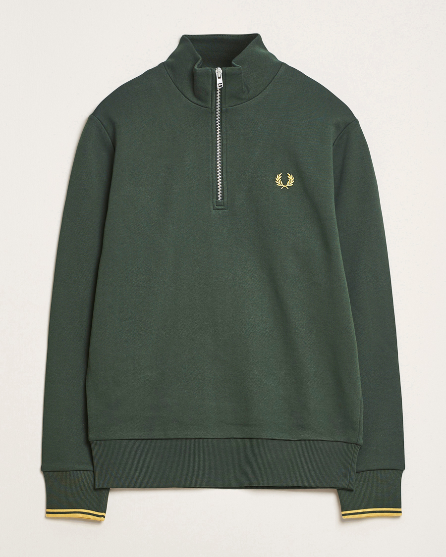 Men | Sweaters & Knitwear | Fred Perry | Half Zip Sweatshirt Court Green