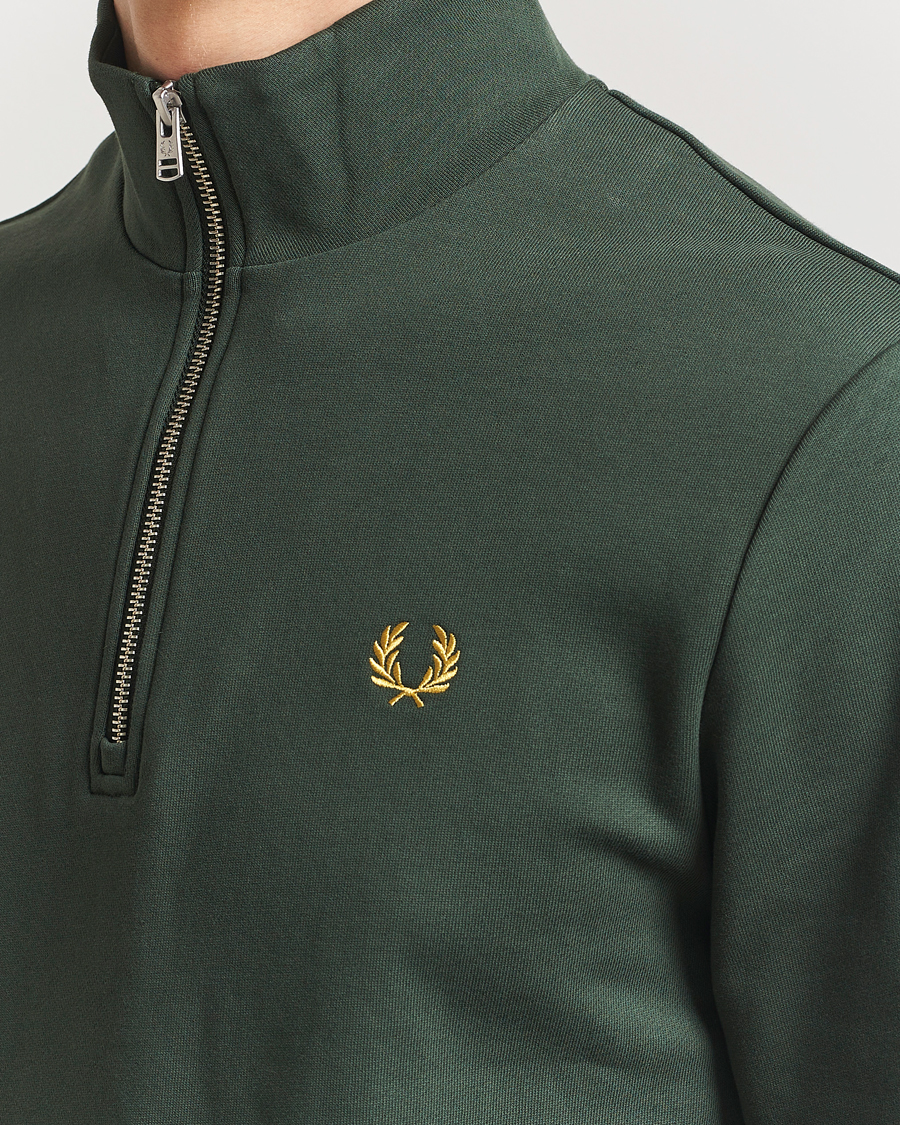 Men | Sweaters & Knitwear | Fred Perry | Half Zip Sweatshirt Court Green