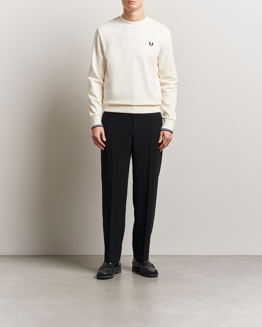 Men | Sweaters & Knitwear | Fred Perry | Crew Neck Sweatshirt Ecru