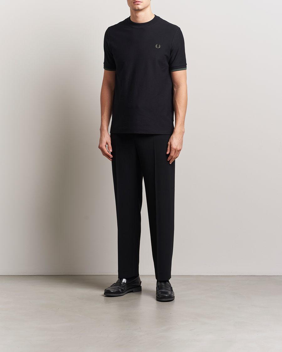 Fred Perry Tipped Cuff Pique T-Shirt Black at CareOfCarl.com