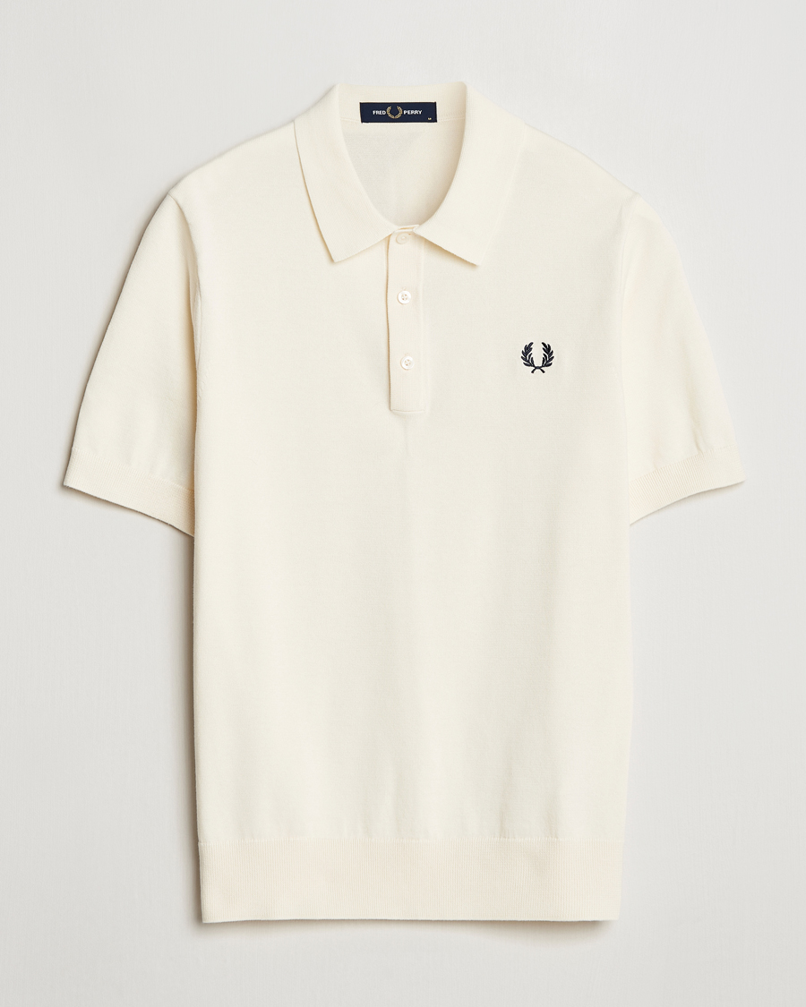 Men | Polo Shirts | Fred Perry | Cotton Knitted Polo Ecru