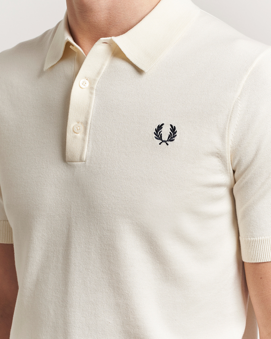 Men | Polo Shirts | Fred Perry | Cotton Knitted Polo Ecru