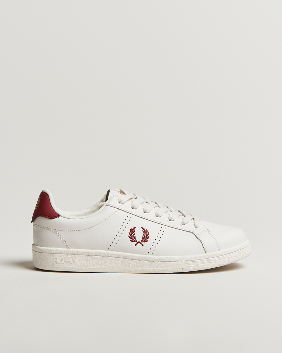 Men | Fred Perry B721 Leather Sneaker Snow White/Red | Fred Perry | B721 Leather Sneaker Snow White/Red
