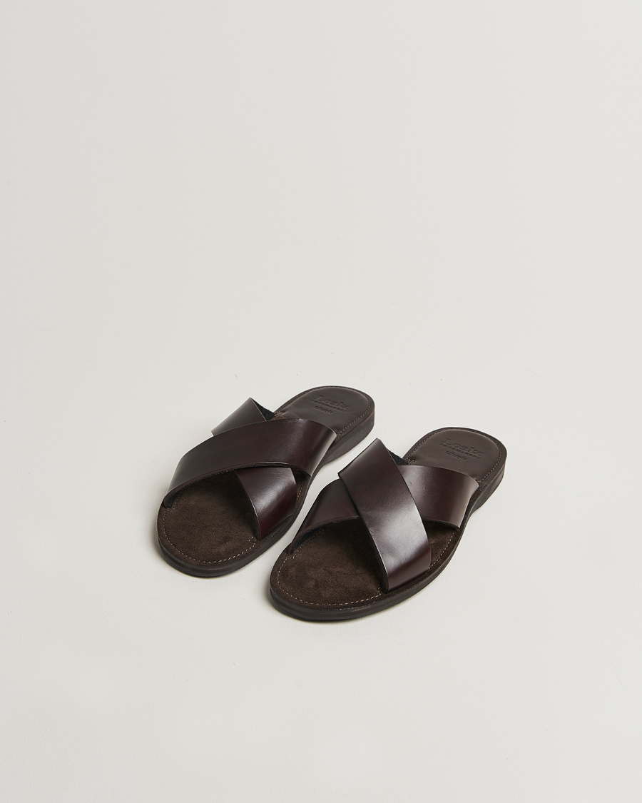 Men | Sandals & Slides | Loake 1880 | Gozo Leather Sandal Dark Brown