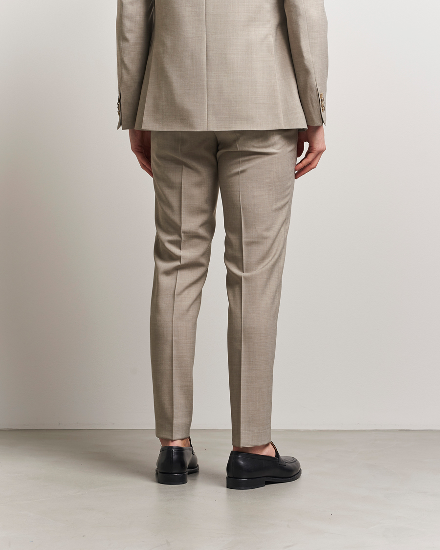 Men | Trousers | Oscar Jacobson | Denz Wool Stretch Suit Trousers Beige