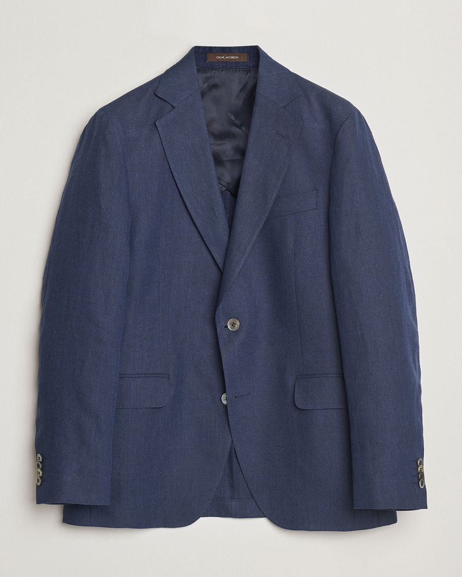 Men | Blazers | Oscar Jacobson | Ferry Soft Linen Blazer Navy
