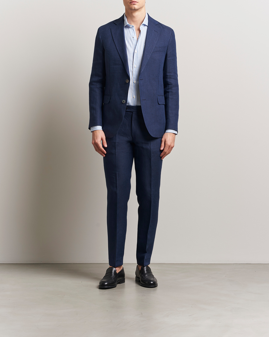 Men | Blazers | Oscar Jacobson | Ferry Soft Linen Blazer Navy