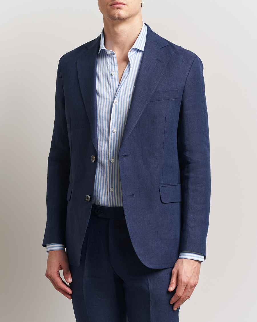 Men | Blazers | Oscar Jacobson | Ferry Soft Linen Blazer Navy