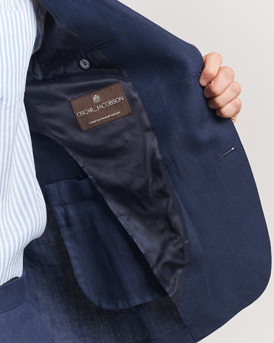 Men | Blazers | Oscar Jacobson | Ferry Soft Linen Blazer Navy