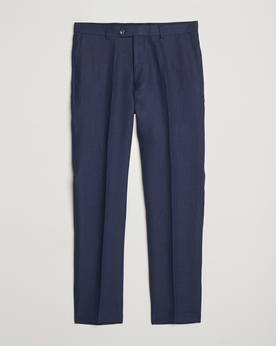 Men | Trousers | Oscar Jacobson | Denz Linen Trousers Navy