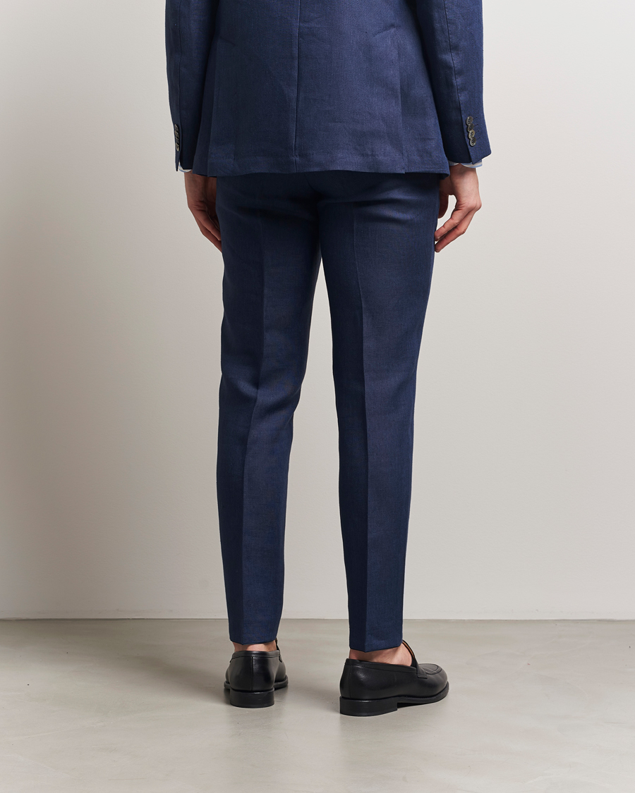 Men | Trousers | Oscar Jacobson | Denz Linen Trousers Navy
