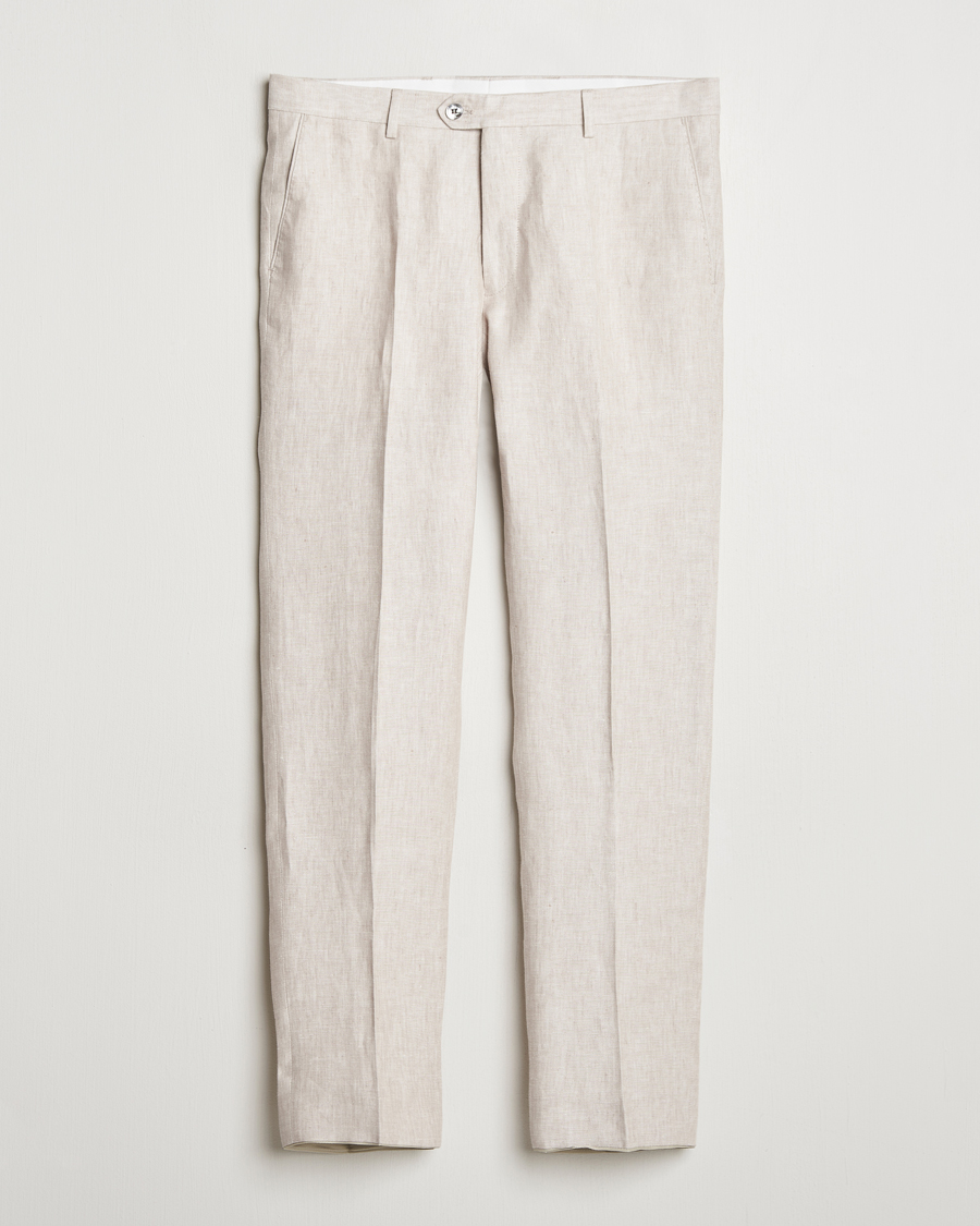 Men | Trousers | Oscar Jacobson | Denz Linen Trousers Off White