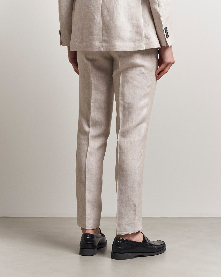 Men | Trousers | Oscar Jacobson | Denz Linen Trousers Off White