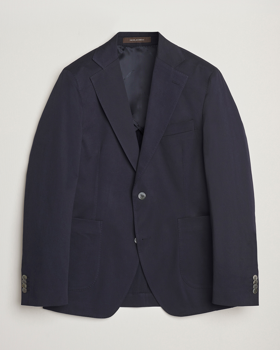 Men | Blazers | Oscar Jacobson | Ferry Patch Cotton Blazer Navy