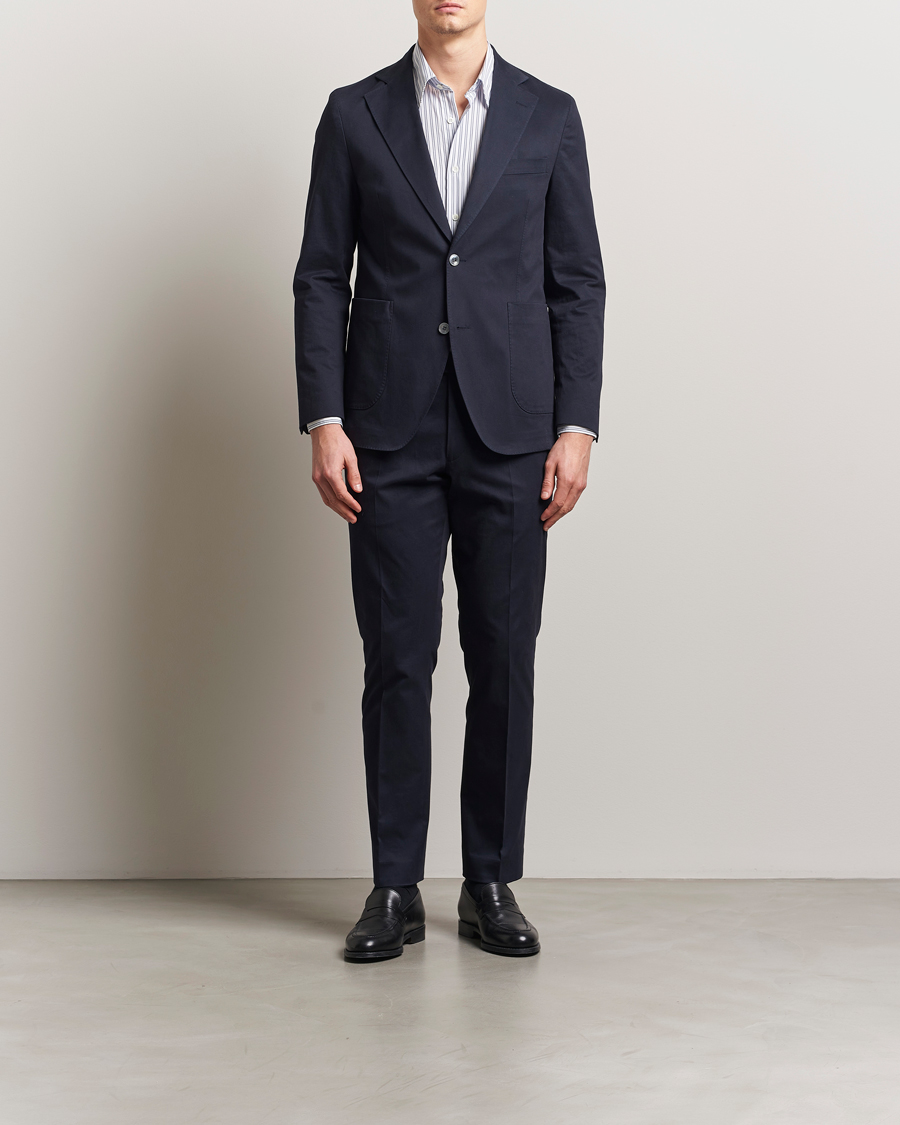 Men | Blazers | Oscar Jacobson | Ferry Patch Cotton Blazer Navy