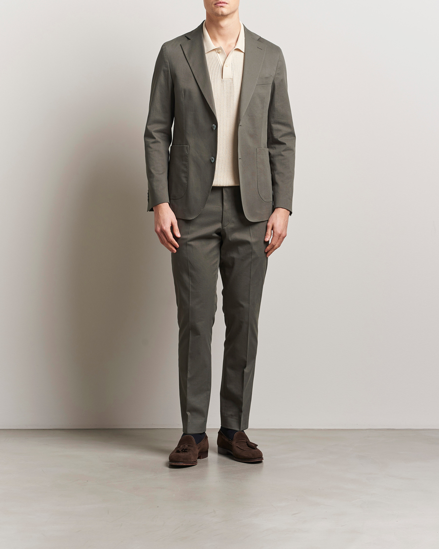 Men | Blazers | Oscar Jacobson | Ferry Patch Cotton Blazer Olive